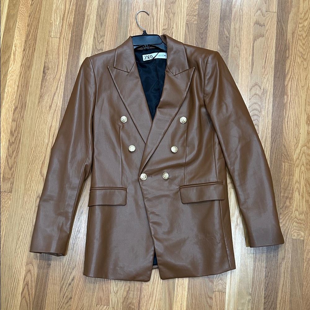 ZARA Faux Leather Blazer